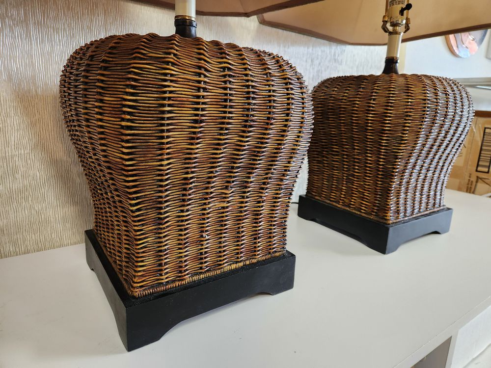 SET OF 2 | Wicker Base Table Lamps