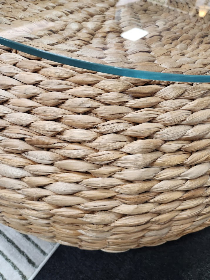 Wicker Coffee Table With Glass Top