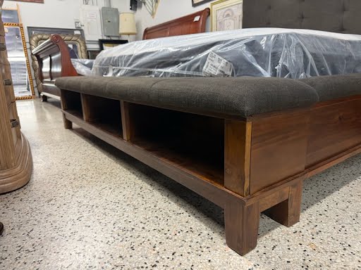 Ahley Furniture Padded Grey King Bed