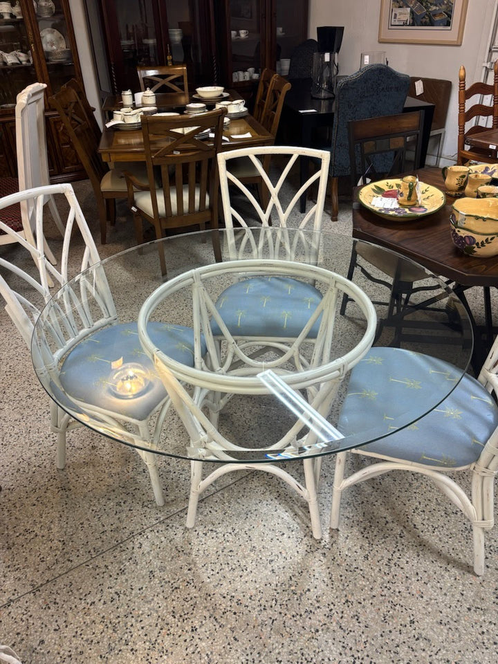 White Rattan Dining Set