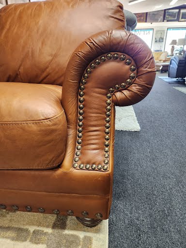 Genuine Leather Rolled Arm Sofa