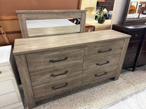 Light Grey Dresser With Mirror