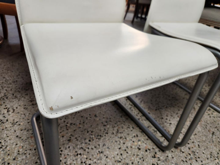 SET OF 2 | CALLIGARIS White Leather Dining Chairs