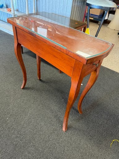 Mid-Century End Table Glass Top