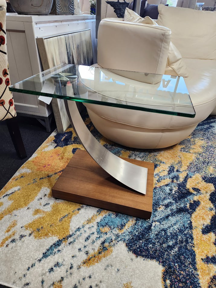 Slim Glass Top End Table
