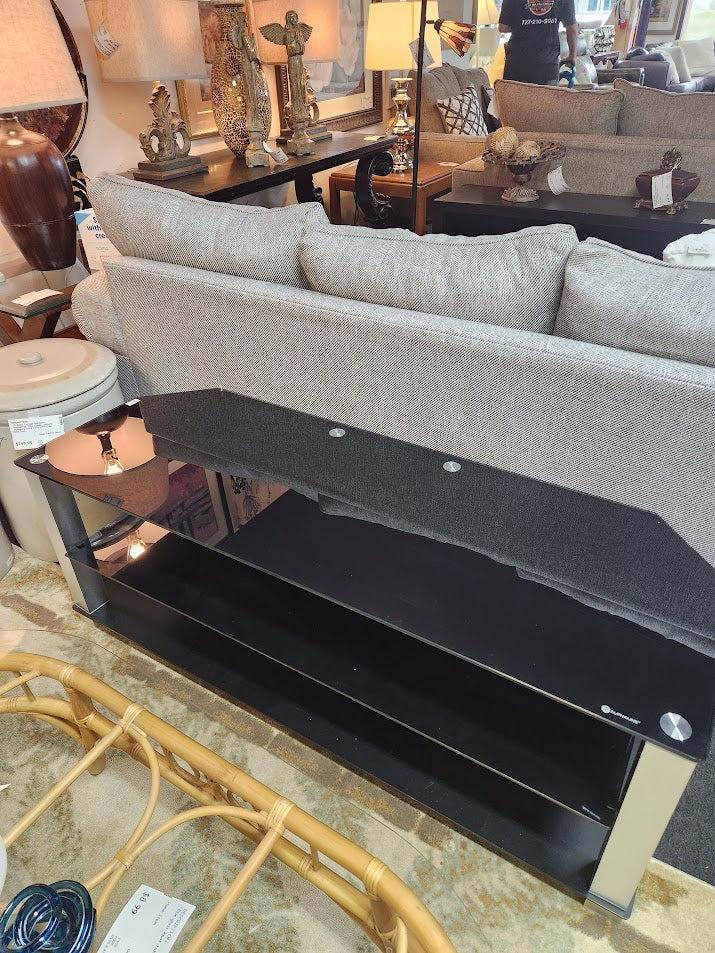 Black Glass Top Console Table
