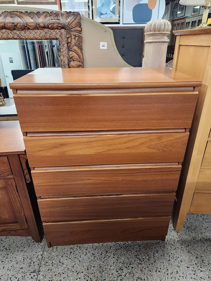 Danish Teak 5 Drawer High Chest