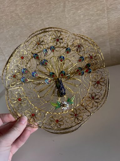 8" Gold Wire Peacock Sculpture