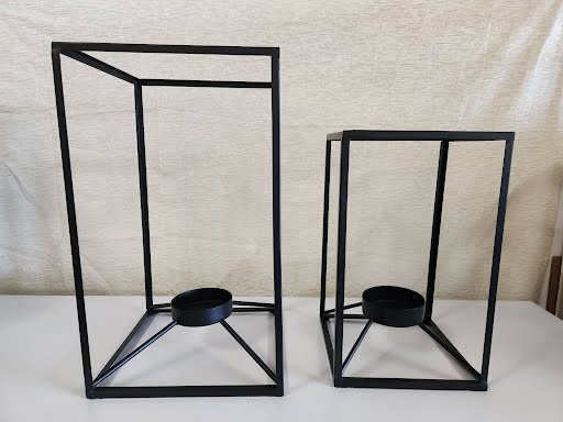 Set of Two Black Metal Candle Holders