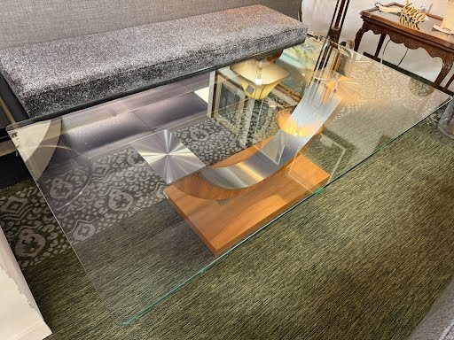 Light Wood Modern Glass Top Coffee Table