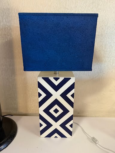 Blue/White Geometric Base Table Lamps