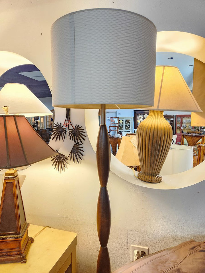 68"H Walnut Wood Floor Lamp
