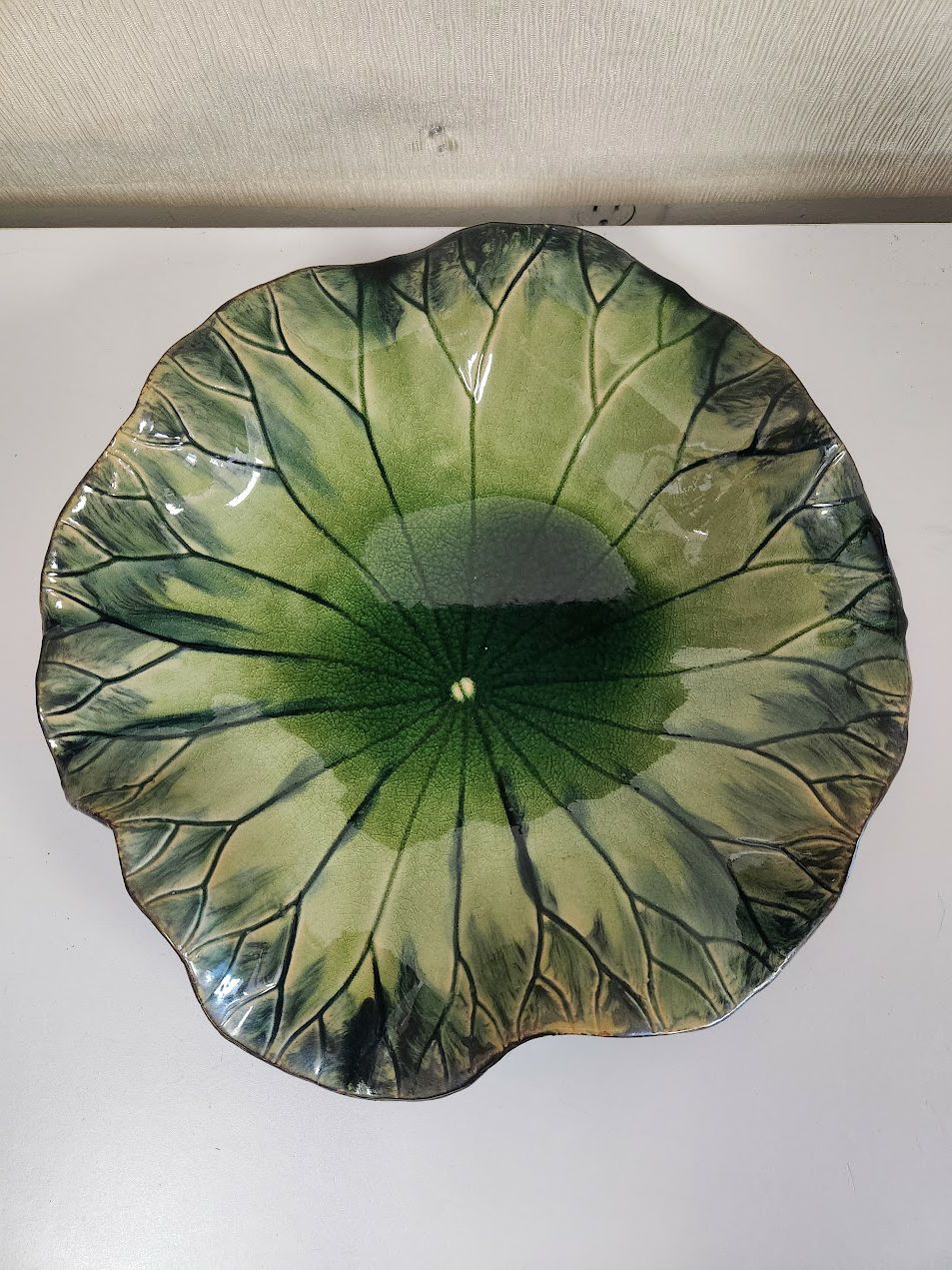 Free Form Green Drip Glaze Plates Wall Art
