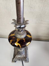 35"H Brass And Faux Table Lamp