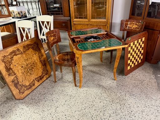 Italian Game Table with 2 Chairs