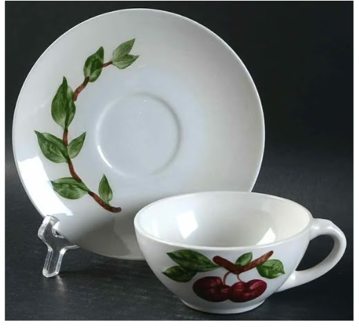 Cherry Flat cup and saucer China