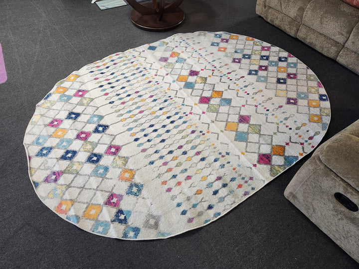 6' 7"X9' Oval Multi-Color Area Rug