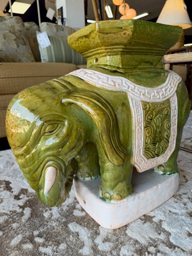 20"H Rare Green Glazed Elephant Statue