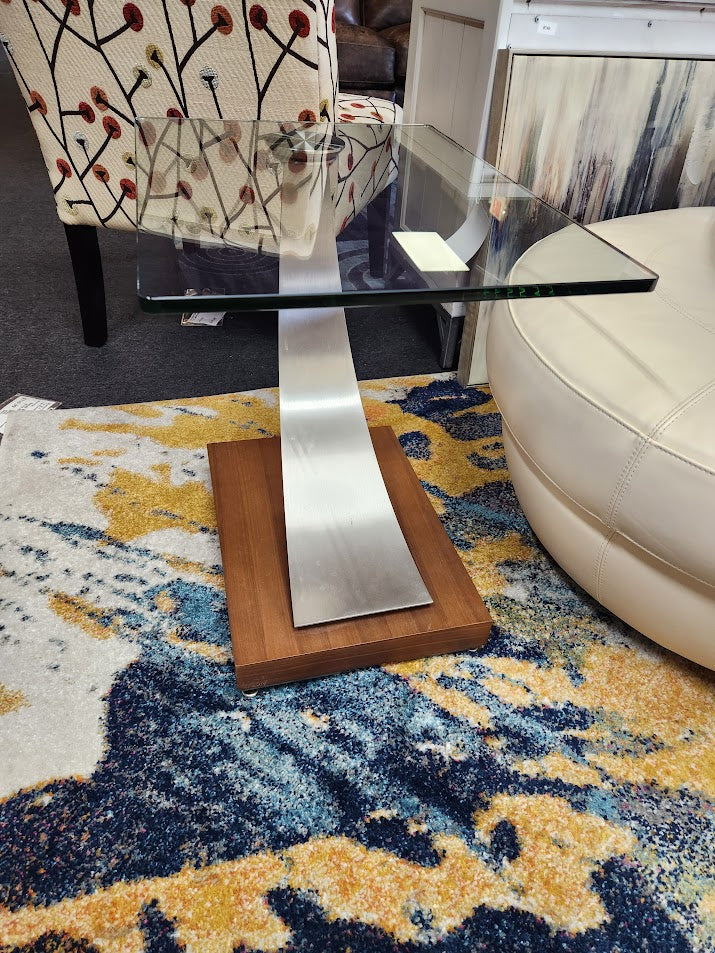 Slim Glass Top End Table