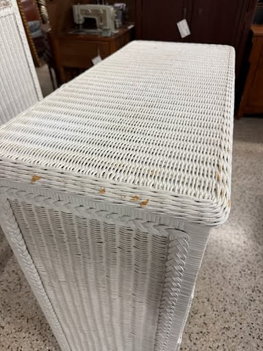 White Wicker High Chest