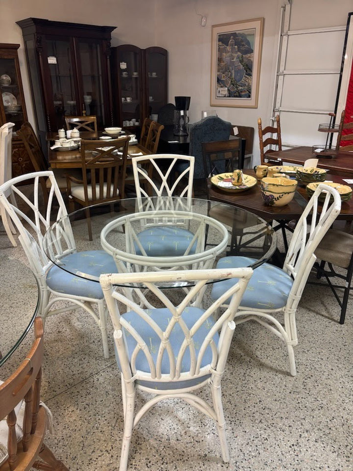 White Rattan Dining Set