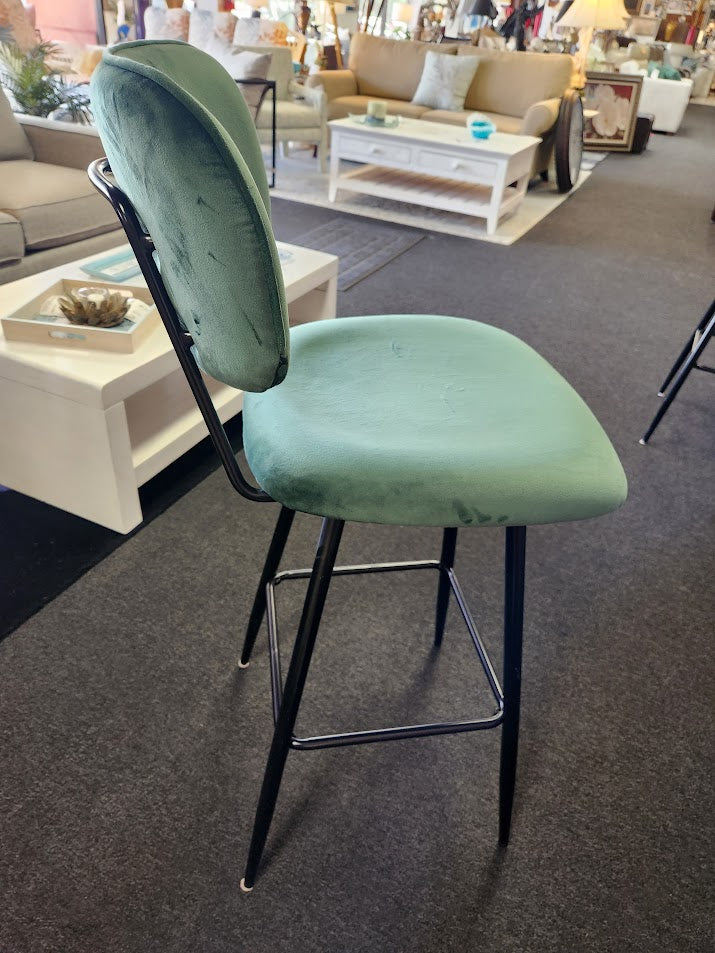 Green Velvet Bar Stool
