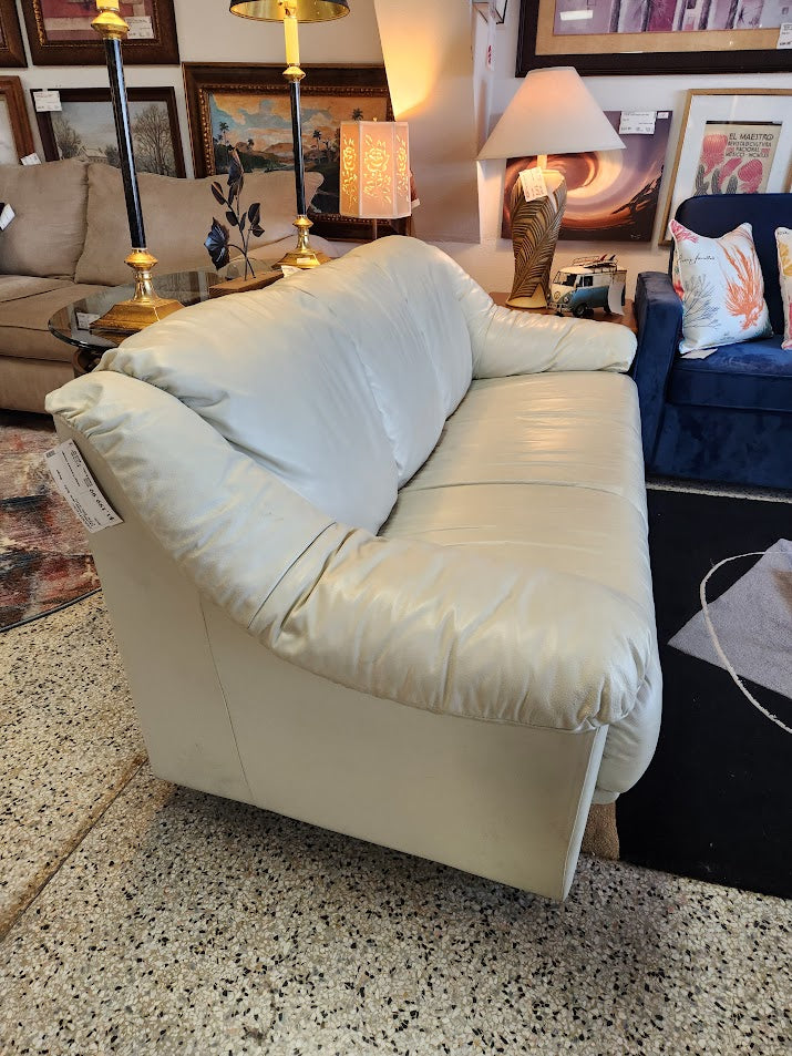 Beige Leather Sofa