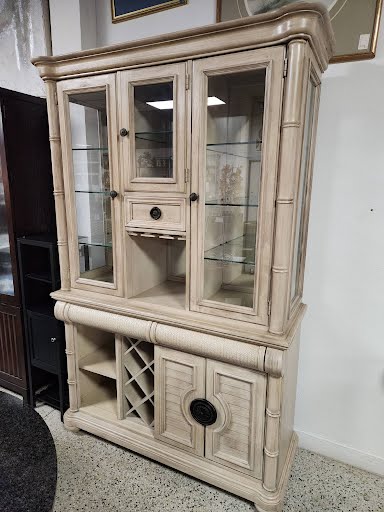 CINDY CRAWFORD "Key West" Collection Light Wood China Cabinet