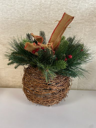 Holly and Twig Hanging Ornament Decor 15H"