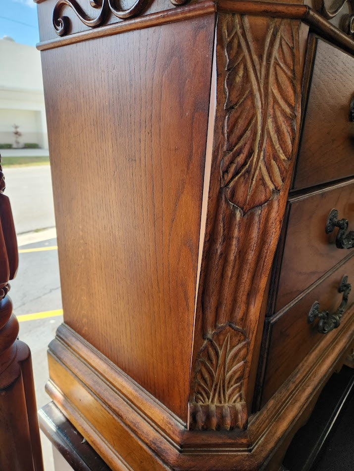 Queen Carved Wood Bed Set