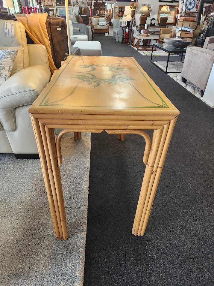 Bamboo Desk With Painted Palmtrees