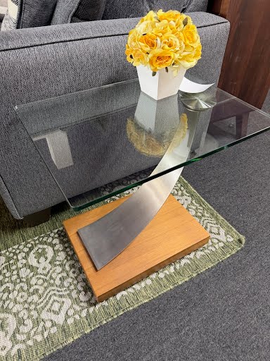 Slim Glass Top End Table