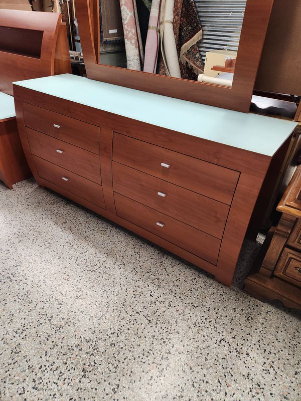 Modern 6 Drawer Cherry Dresser