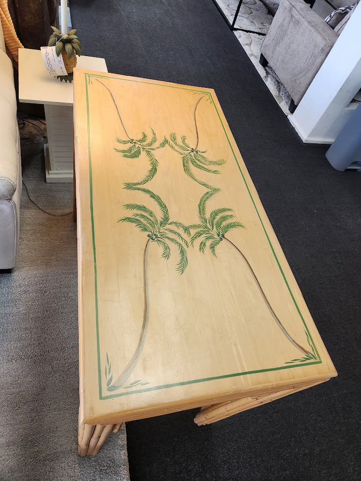 Bamboo Desk With Painted Palmtrees