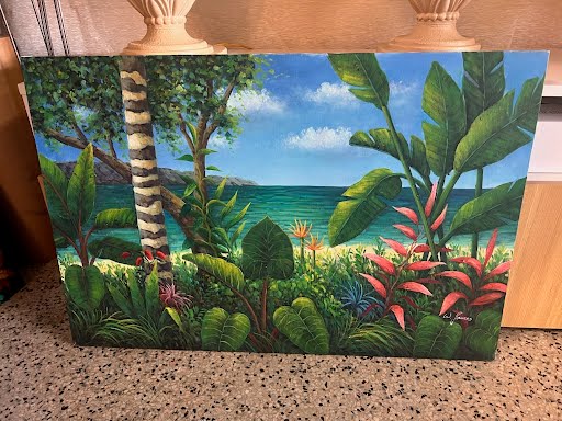 36x24 Tropical Beach Painting on Canvas