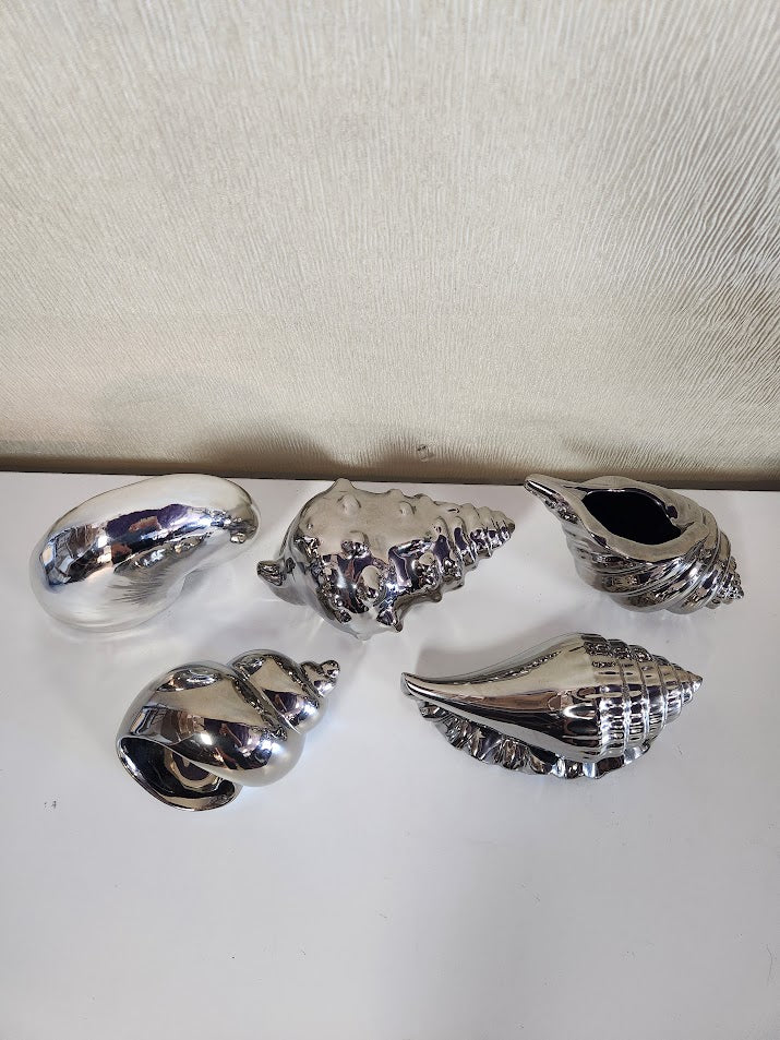 Silver Ceramic Shells Home Item
