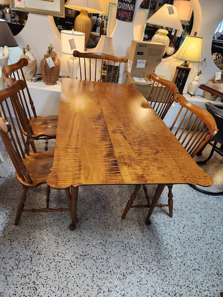 Hand Carved Tiger Wood Dining Table
