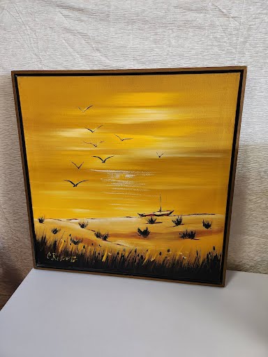25x25 A. Wilson Seascape Birds Oil Painting on Canvas MCM