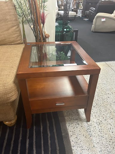 End Table Glass Insert Wood