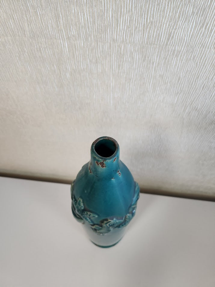 Teal Seahorse Vase