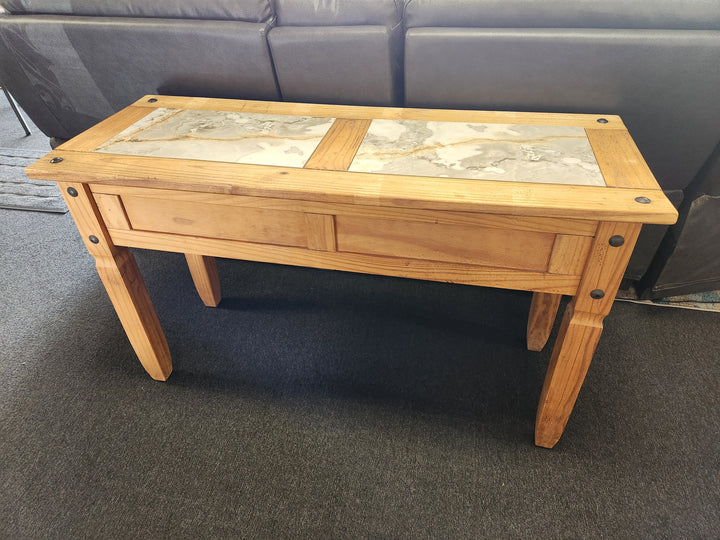 Wood Sofa Table with Stone