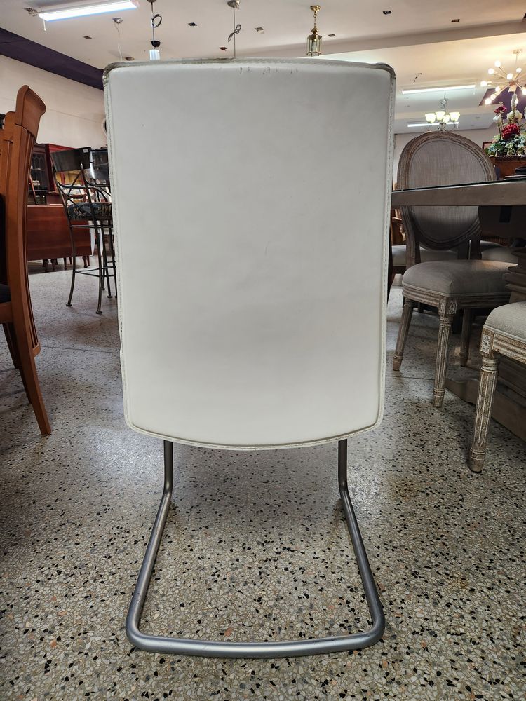 SET OF 2 | CALLIGARIS White Leather Dining Chairs
