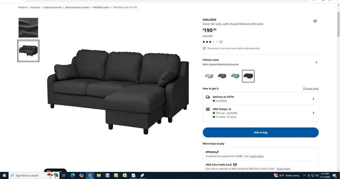 COVER FOR Ikea VINLIDEN sofa