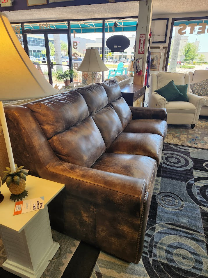Brown Double Recliner Sofa