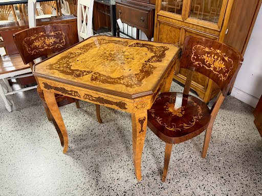 Italian Game Table with 2 Chairs