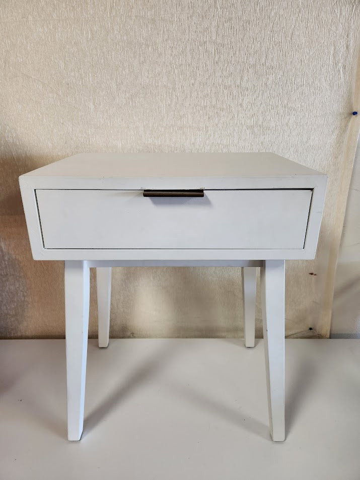 White One Drawer End Table