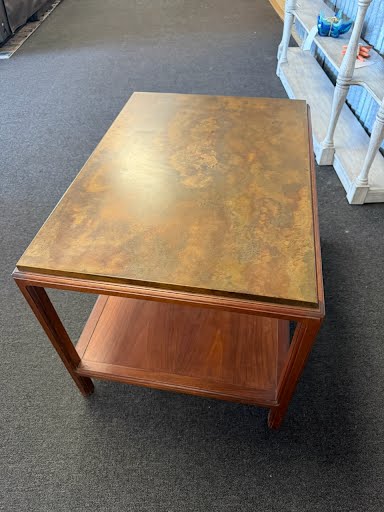 Wood Base Copper Top End Table