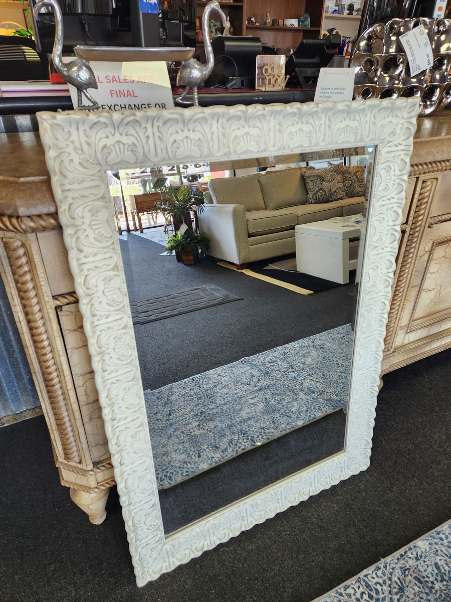 White Textured Wall Mirror