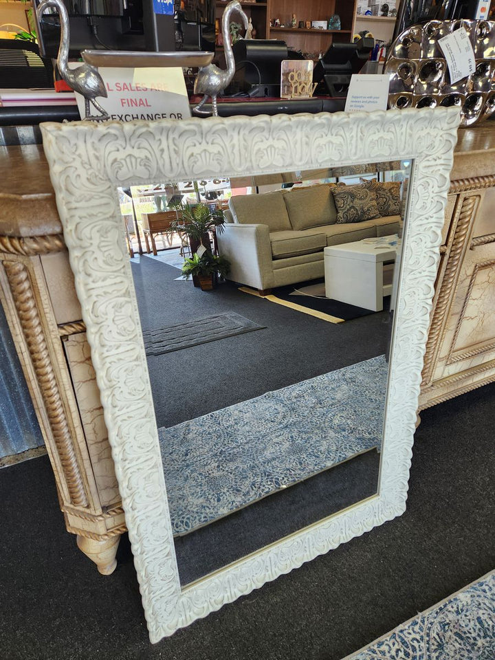 White Textured Wall Mirror