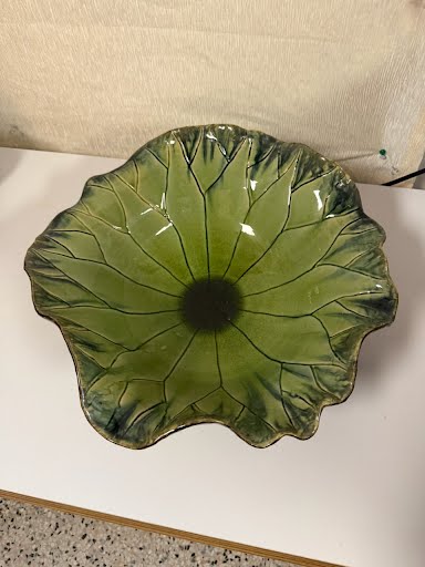 Free Form Hand Painted Green Drip Glaze Plates wall art
